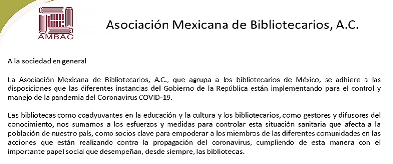 Posición de la AMBAC ante la pandemia de coronavirus COVID-19