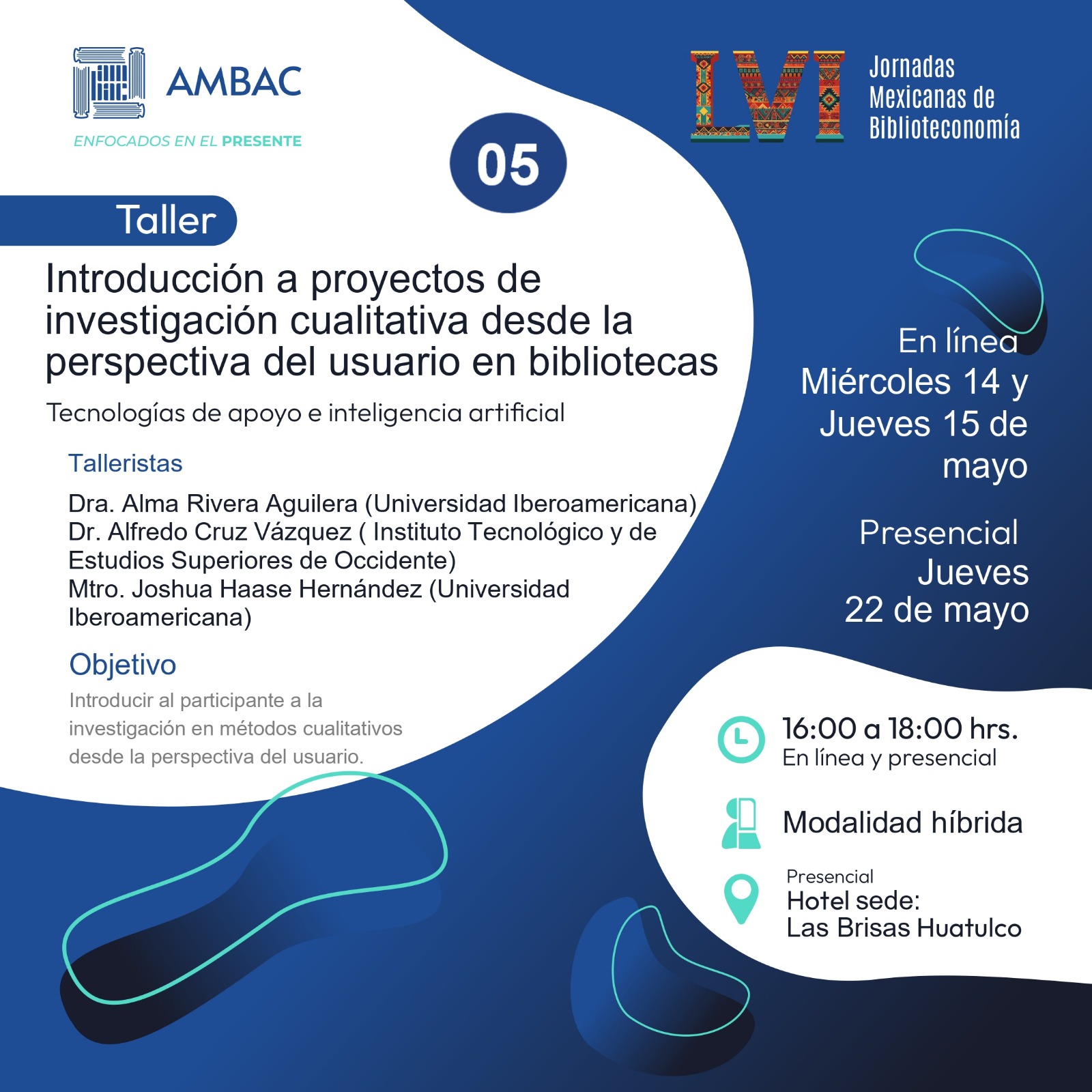 Taller 5. Instrucción a proyectos de investigación cualitativa desde la perspectiva del usuario en la biblioteca. Tecnologías de apoyo e inteligencia artificial